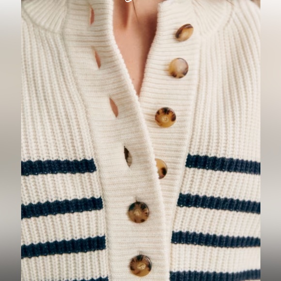 Sezane Lucas Cream and Blue Striped Sweater - Picture 5 of 6